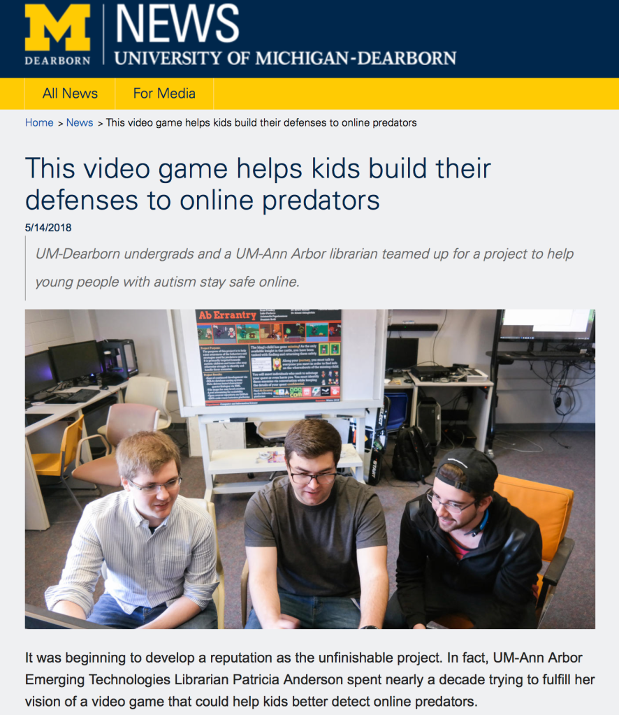 "This video game helps kids build their defenses to online predators" 